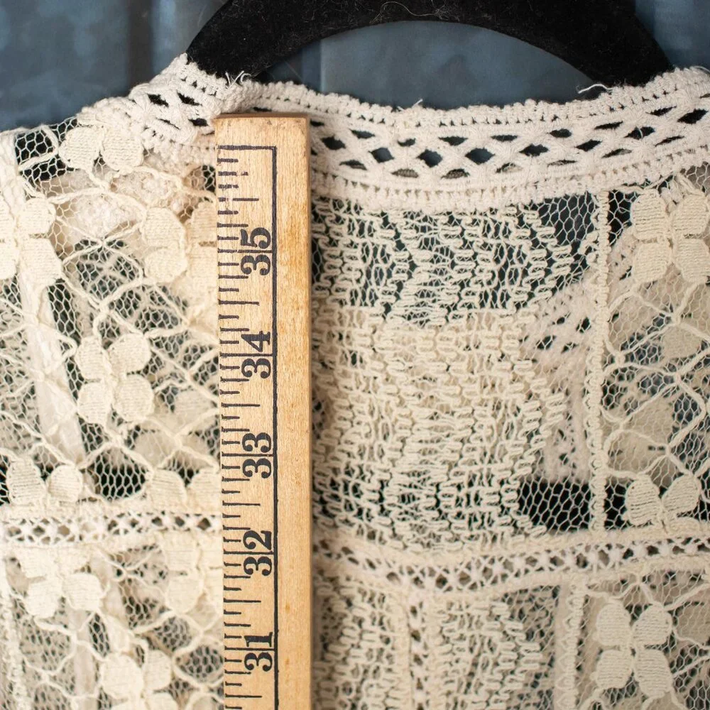 Zara Trafaluc MMII Lace Crochet Dress Cream Boho Sleeveless Mini Size Small - Picture 8 of 9